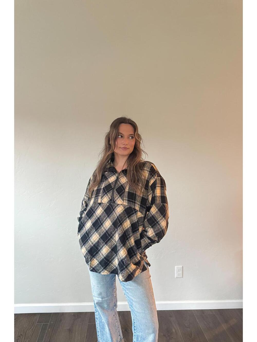 Plaid Pullover (BLACK MULTI)